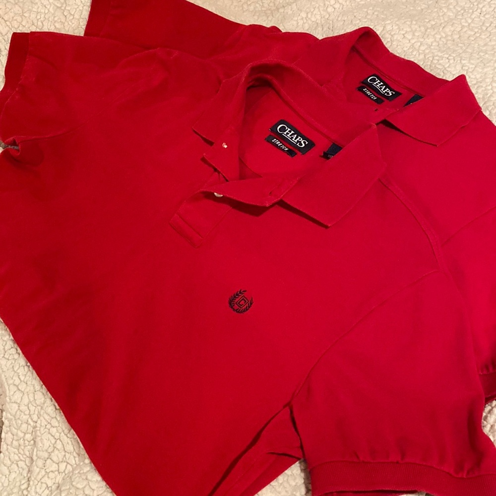 Red mens medium stretch chaps polo (2 shirts)